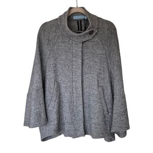 Ayrtight Gray Knit Wool Blend Poncho Style Pea Coat NWT